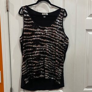 Dressbarn Black and Silver Sequin Tank Top size 2X